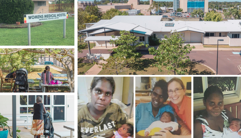 Collage of mums and bubs staying at AHL's hostels