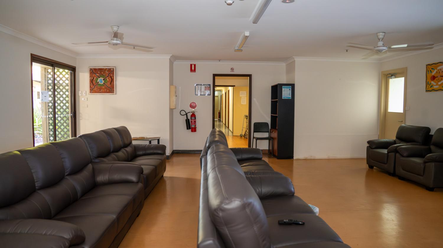 Lounge room at Broome Hostel