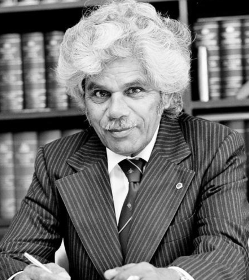 Senator Neville Bonner at his desk, 1979